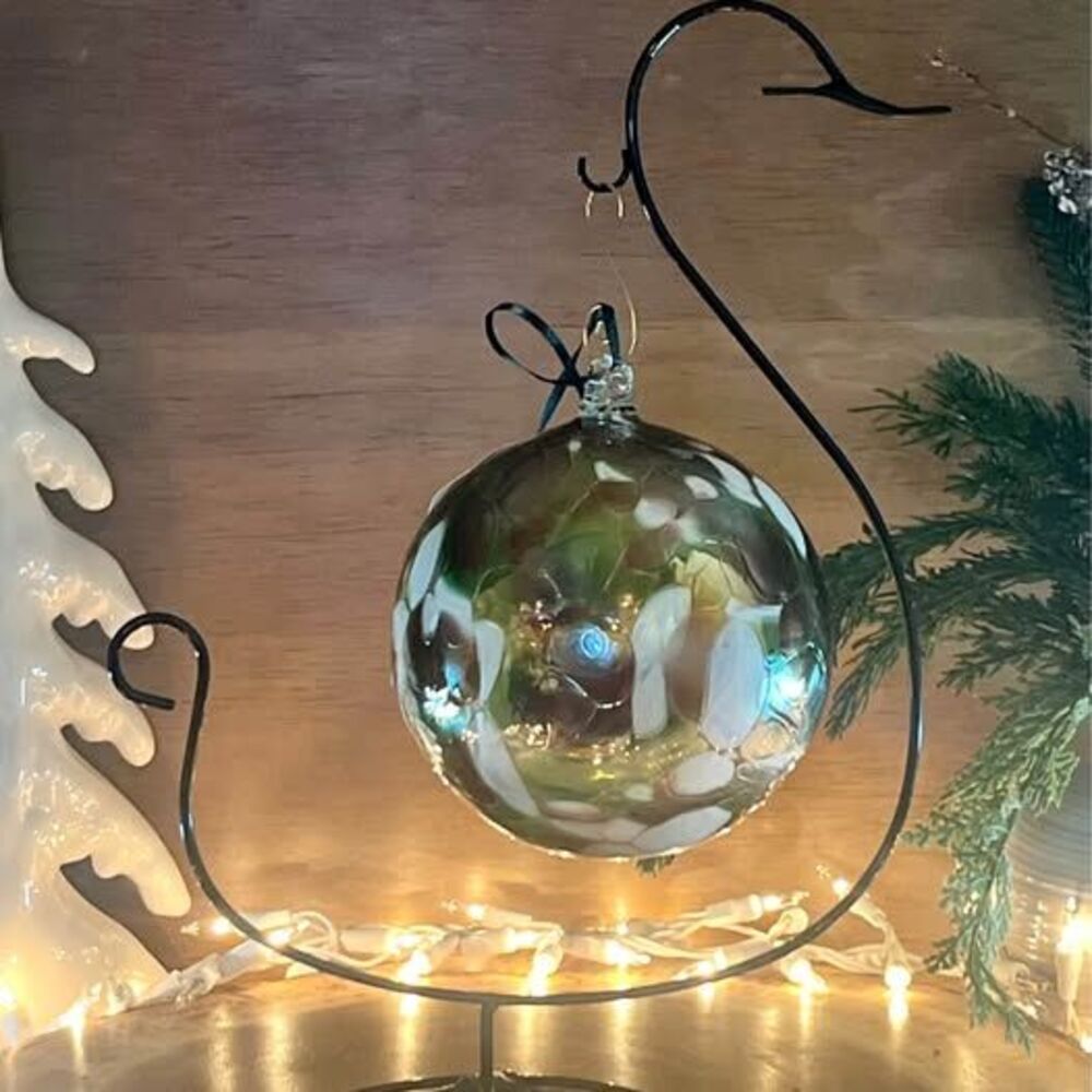 Handblown Glass ornament witch gazing ball 5” NEW